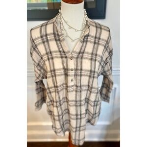 Lucky Brand Half Button Plaid Shirt, Small